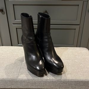 Ash platform black leather booties